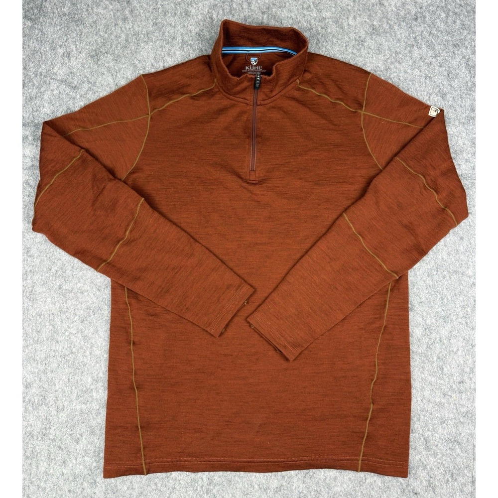 Kuhl Invigoratr 1/4 Zip Pullover Medium M Orange Sweatshirt Crewneck Merino Wool